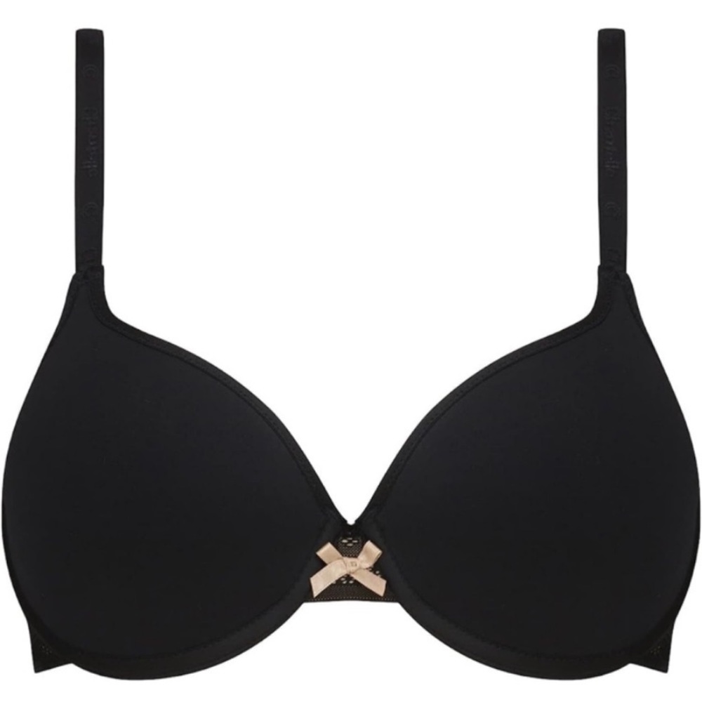 Chantelle black padded and underwire bra side meshed cream color size 26 D